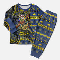 Tokelau Christmas Pajama Set Santa Riding Sea Turtle DT05 Men Navy - Polynesian Pride