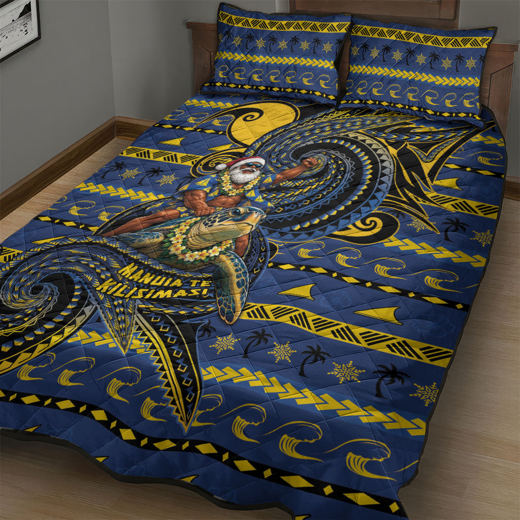 Tokelau Christmas Quilt Bed Set Santa Riding Sea Turtle DT05 - Polynesian Pride