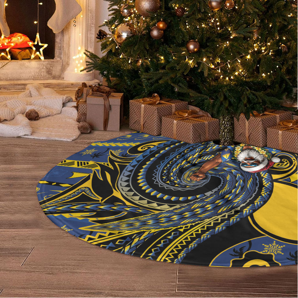 Tokelau Christmas Tree Skirt Santa Riding Sea Turtle DT05 - Polynesian Pride