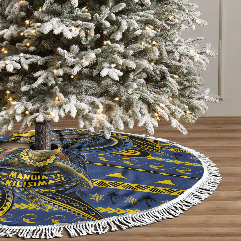Tokelau Christmas Tree Skirt Santa Riding Sea Turtle DT05 - Polynesian Pride