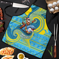 Tuvalu Christmas Apron Santa Riding Ocean Dolphin DT05 Blue - Polynesian Pride