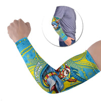 Tuvalu Christmas Arm Sleeves Santa Riding Ocean Dolphin DT05 Set of 2 Blue - Polynesian Pride