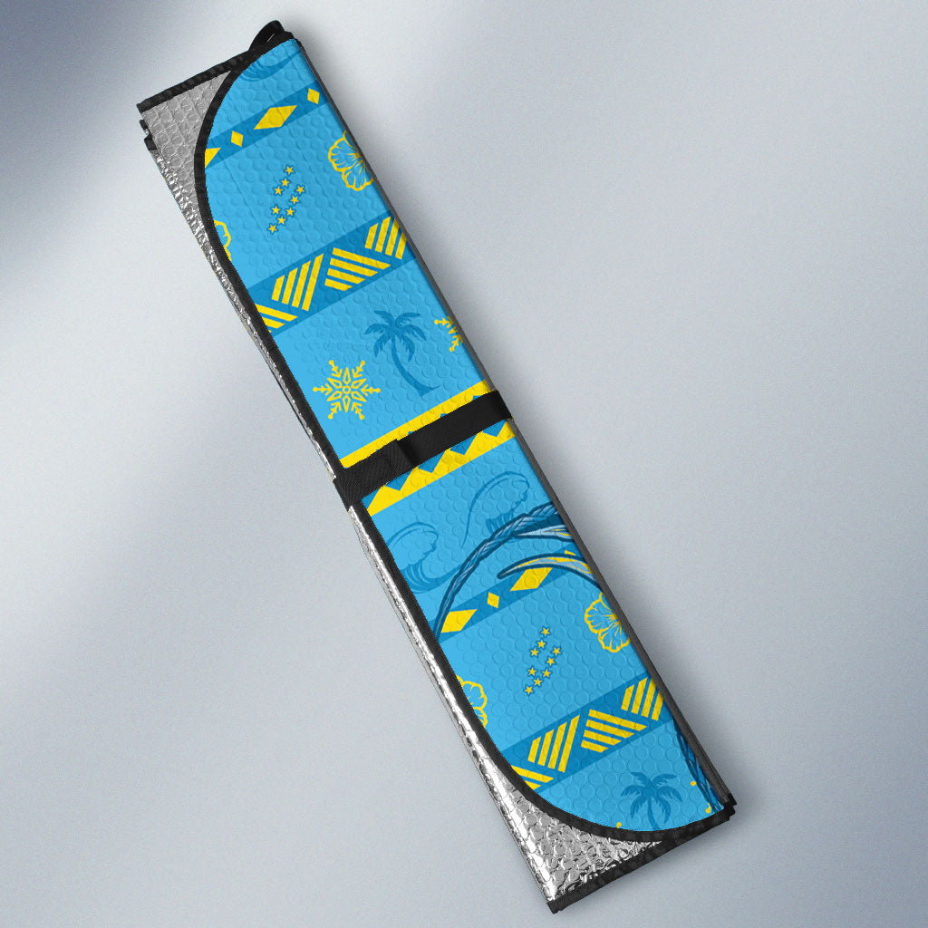 Tuvalu Christmas Auto Sun Shade Santa Riding Ocean Dolphin DT05 - Polynesian Pride