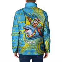 Tuvalu Christmas Padded Jacket Santa Riding Ocean Dolphin DT05 - Polynesian Pride