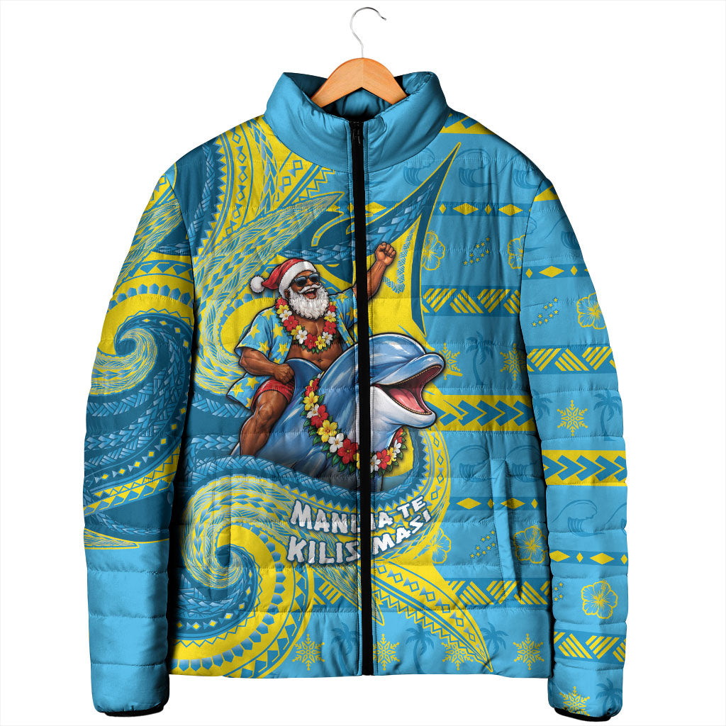 Tuvalu Christmas Padded Jacket Santa Riding Ocean Dolphin DT05 - Polynesian Pride