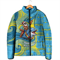 Tuvalu Christmas Padded Jacket Santa Riding Ocean Dolphin DT05 - Polynesian Pride