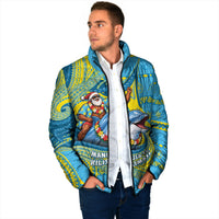 Tuvalu Christmas Padded Jacket Santa Riding Ocean Dolphin DT05 - Polynesian Pride