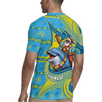 Tuvalu Christmas Rugby Jersey Santa Riding Ocean Dolphin DT05 - Polynesian Pride