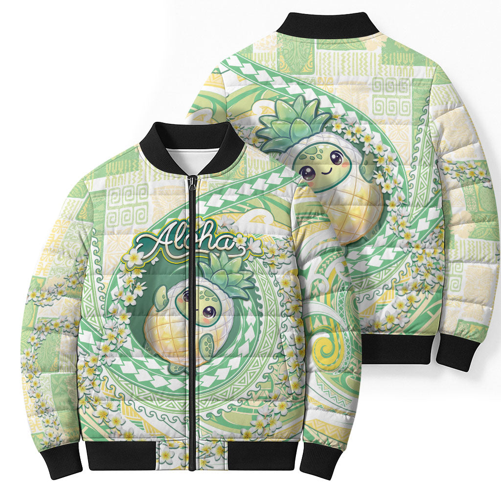 Hawaii Pineapple Bomber Puffer Jacket Cute Cosplay Turtle Plumeria Spiral DT05 - Polynesian Pride
