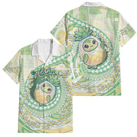 Hawaii Pineapple Family Matching Tank Maxi Dress and Hawaiian Shirt Cute Cosplay Turtle Plumeria Spiral DT05 Dad's Shirt - Short Sleeve Mint - Polynesian Pride