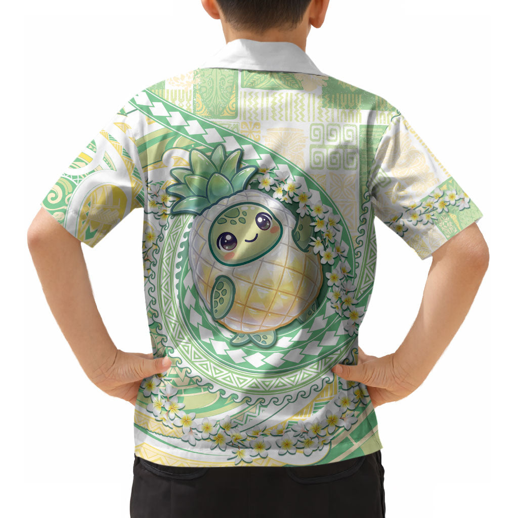 Hawaii Pineapple Kid Hawaiian Shirt Cute Cosplay Turtle Plumeria Spiral DT05 - Polynesian Pride