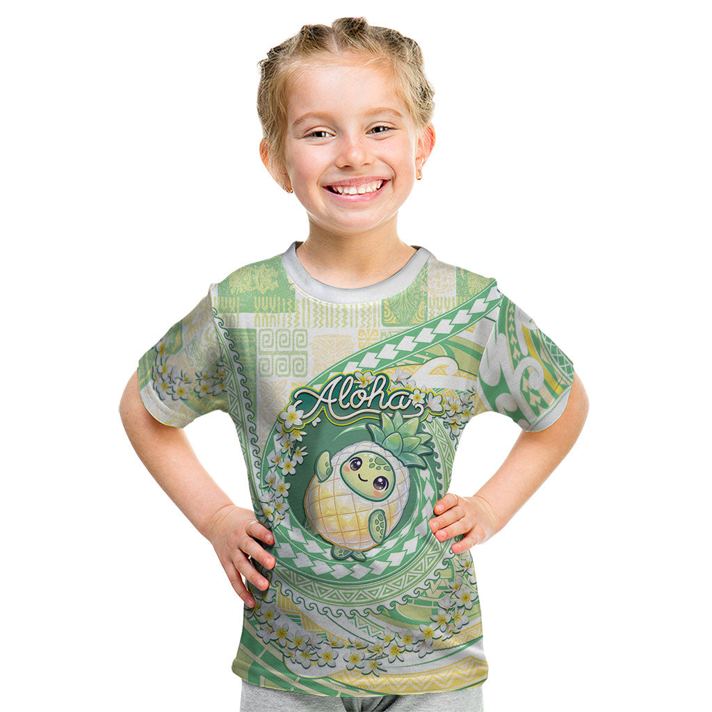 Hawaii Pineapple Kid T Shirt Cute Cosplay Turtle Plumeria Spiral DT05 Mint - Polynesian Pride