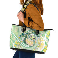 Hawaii Pineapple Leather Tote Bag Cute Cosplay Turtle Plumeria Spiral DT05 Mint - Polynesian Pride