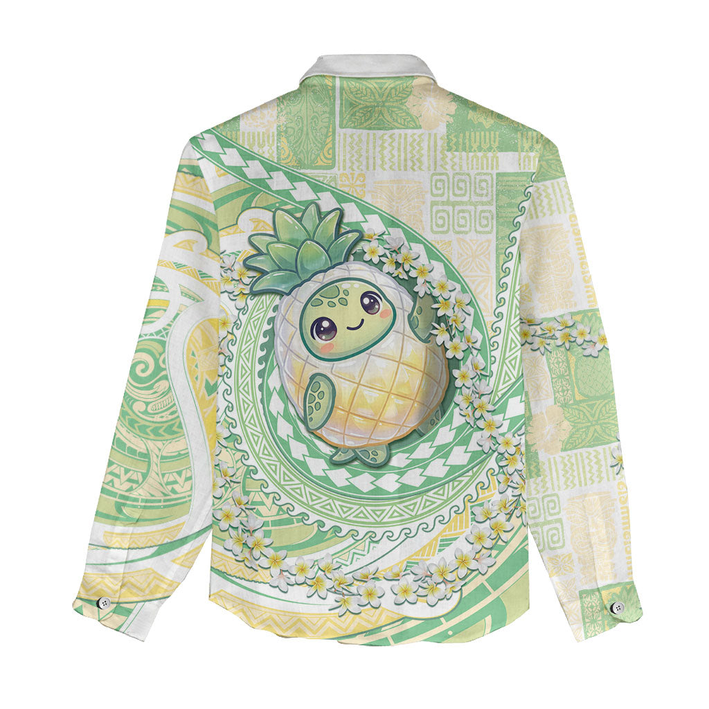 Hawaii Pineapple Women Casual Shirt Cute Cosplay Turtle Plumeria Spiral DT05 - Polynesian Pride