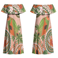 Hawaii Papaya Couples Matching Off Shoulder Maxi Dress and Hawaiian Shirt Cute Cosplay Humuhumu Fish Plumeria Waves DT05 - Polynesian Pride