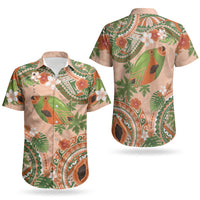 Hawaii Papaya Couples Matching Off Shoulder Short Dress and Hawaiian Shirt Cute Cosplay Humuhumu Fish Plumeria Waves DT05 - Polynesian Pride