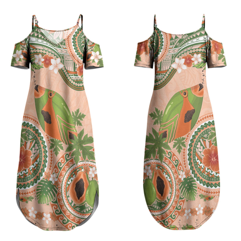 Hawaii Papaya Couples Matching Summer Maxi Dress and Hawaiian Shirt Cute Cosplay Humuhumu Fish Plumeria Waves DT05 - Polynesian Pride