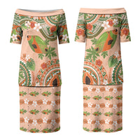 Hawaii Papaya Family Matching Puletasi and Hawaiian Shirt Cute Cosplay Humuhumu Fish Plumeria Waves DT05 Mom's Dress Orange - Polynesian Pride