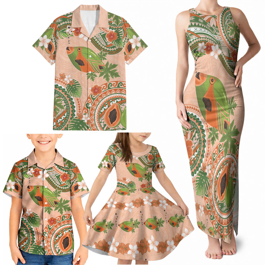Hawaii Papaya Family Matching Tank Maxi Dress and Hawaiian Shirt Cute Cosplay Humuhumu Fish Plumeria Waves DT05 - Polynesian Pride