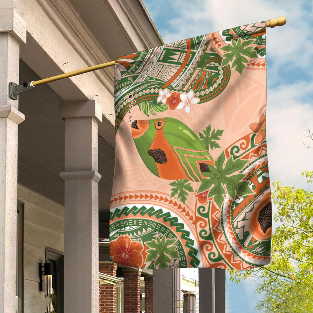 Hawaii Papaya Garden Flag Cute Cosplay Humuhumu Fish Plumeria Waves DT05 House Flag Orange - Polynesian Pride