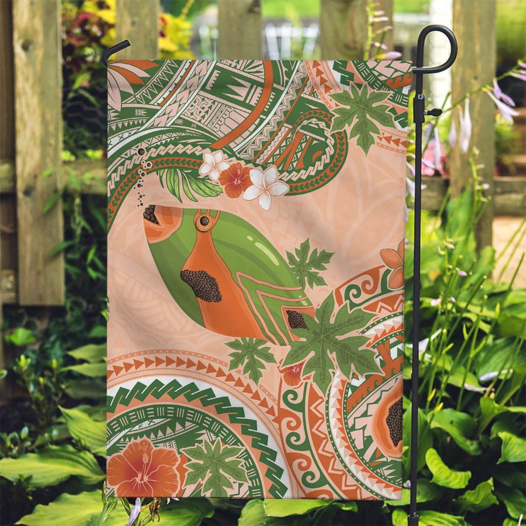 Hawaii Papaya Garden Flag Cute Cosplay Humuhumu Fish Plumeria Waves DT05 Garden Flag Orange - Polynesian Pride