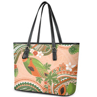 Hawaii Papaya Leather Tote Bag Cute Cosplay Humuhumu Fish Plumeria Waves DT05 - Polynesian Pride