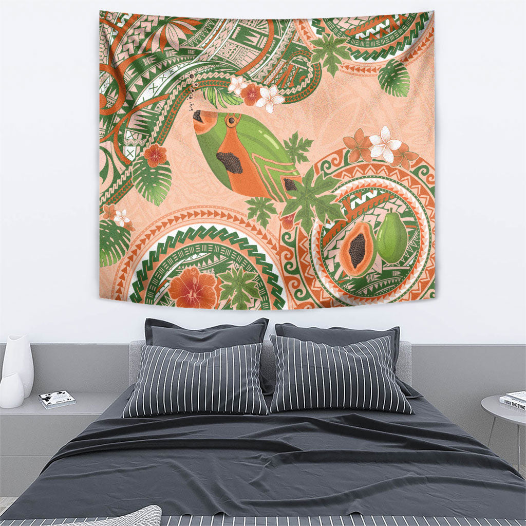Hawaii Papaya Tapestry Cute Cosplay Humuhumu Fish Plumeria Waves DT05 - Polynesian Pride