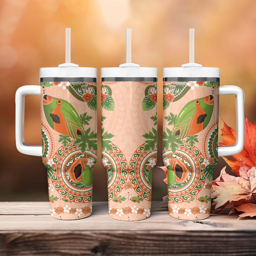Hawaii Papaya Tumbler With Handle Cute Cosplay Humuhumu Fish Plumeria Waves DT05 - Polynesian Pride