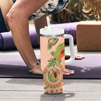 Hawaii Papaya Tumbler With Handle Cute Cosplay Humuhumu Fish Plumeria Waves DT05 - Polynesian Pride