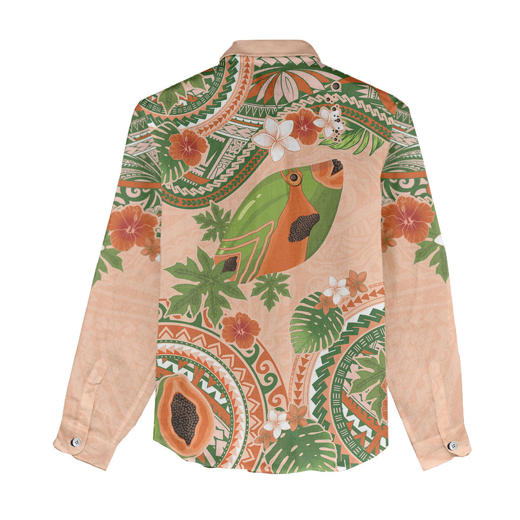 Hawaii Papaya Women Casual Shirt Cute Cosplay Humuhumu Fish Plumeria Waves DT05 - Polynesian Pride