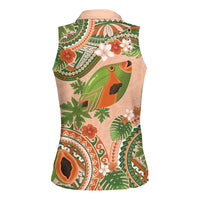 Hawaii Papaya Women Sleeveless Polo Shirt Cute Cosplay Humuhumu Fish Plumeria Waves DT05 - Polynesian Pride