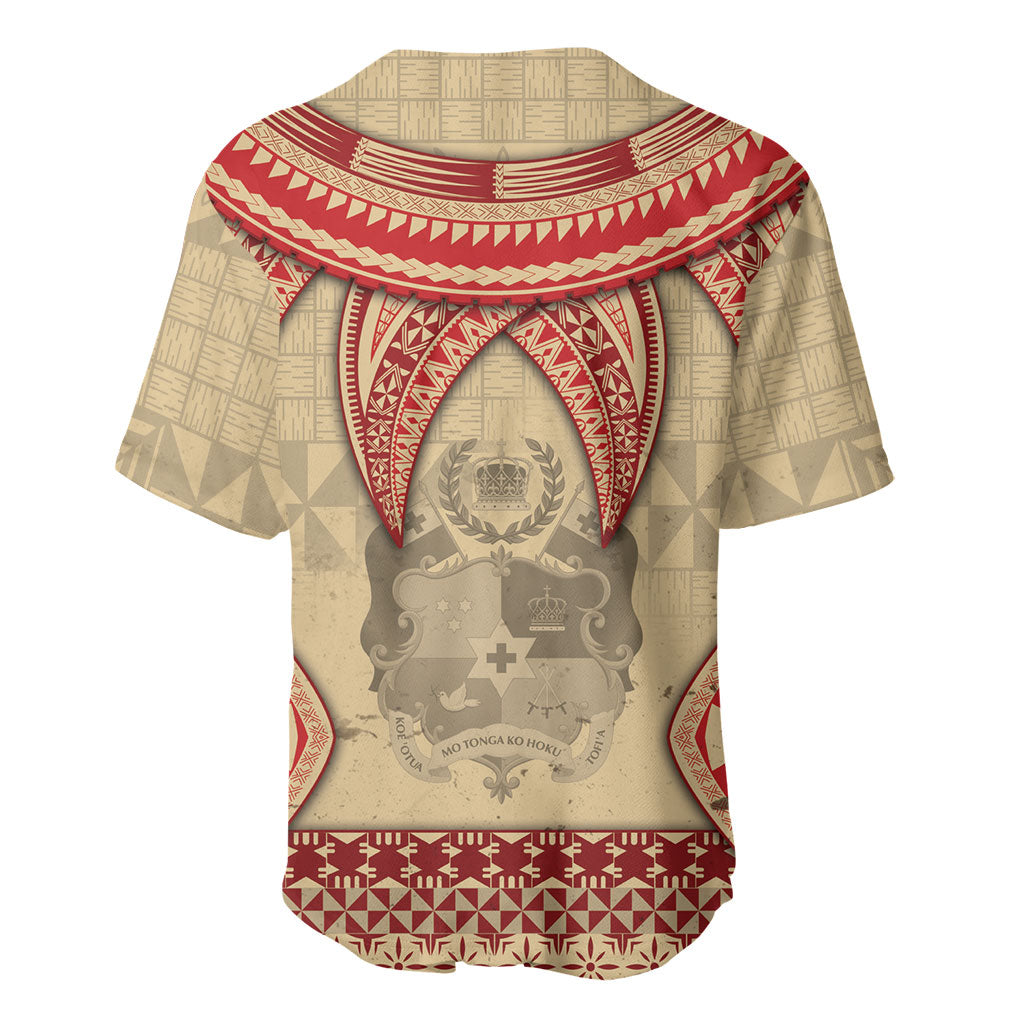 Tonga Language Week Baseball Jersey Tribal Cross Ngatu Floral Pattern