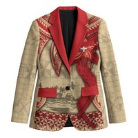 Tonga Language Week Blazer Tribal Cross Ngatu Floral Pattern