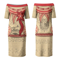 Tonga Language Week Couples Matching Puletasi and Hawaiian Shirt Tribal Cross Ngatu Floral Pattern DT05 - Polynesian Pride