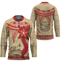 Tonga Language Week Hockey Jersey Tribal Cross Ngatu Floral Pattern
