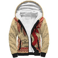 Tonga Language Week Sherpa Hoodie Tribal Cross Ngatu Floral Pattern