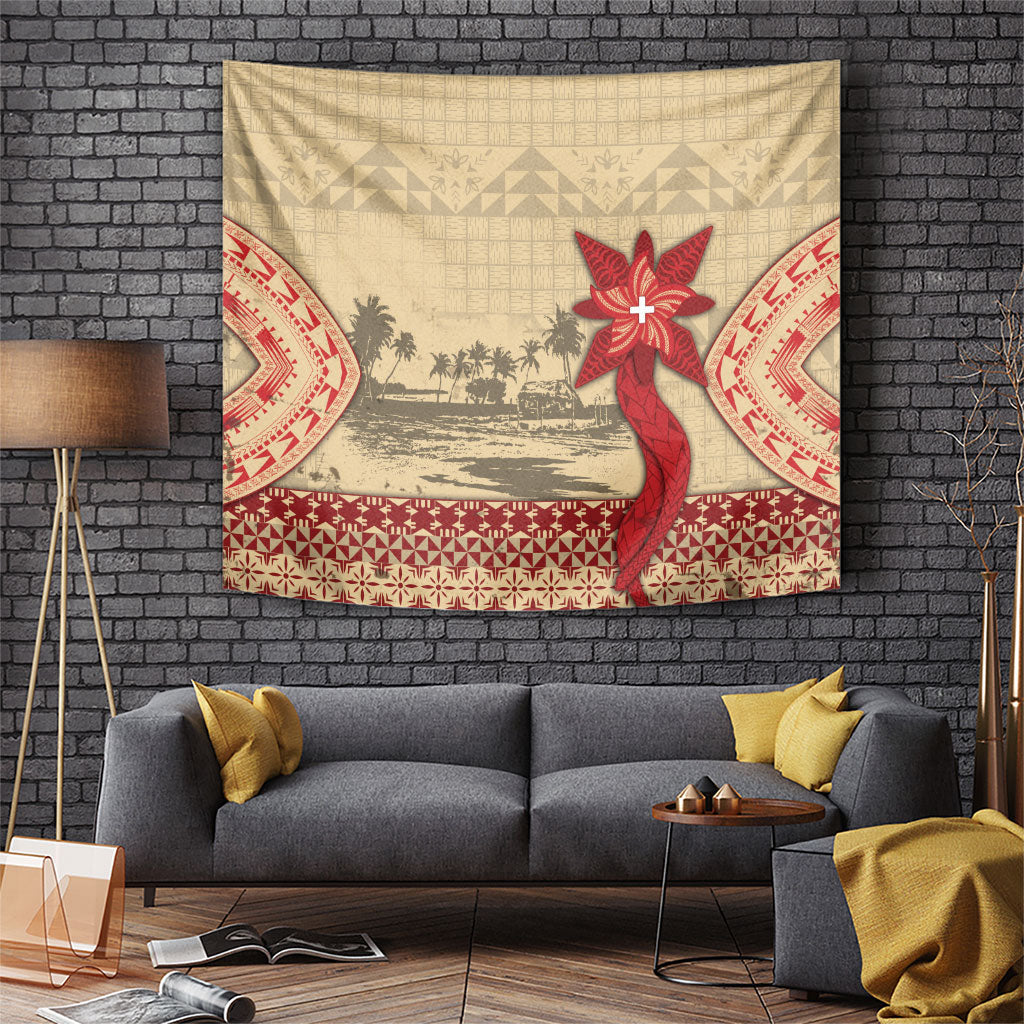 Tonga Language Week Tapestry Tribal Cross Ngatu Floral Pattern