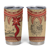 Tonga Language Week Tumbler Cup Tribal Cross Ngatu Floral Pattern