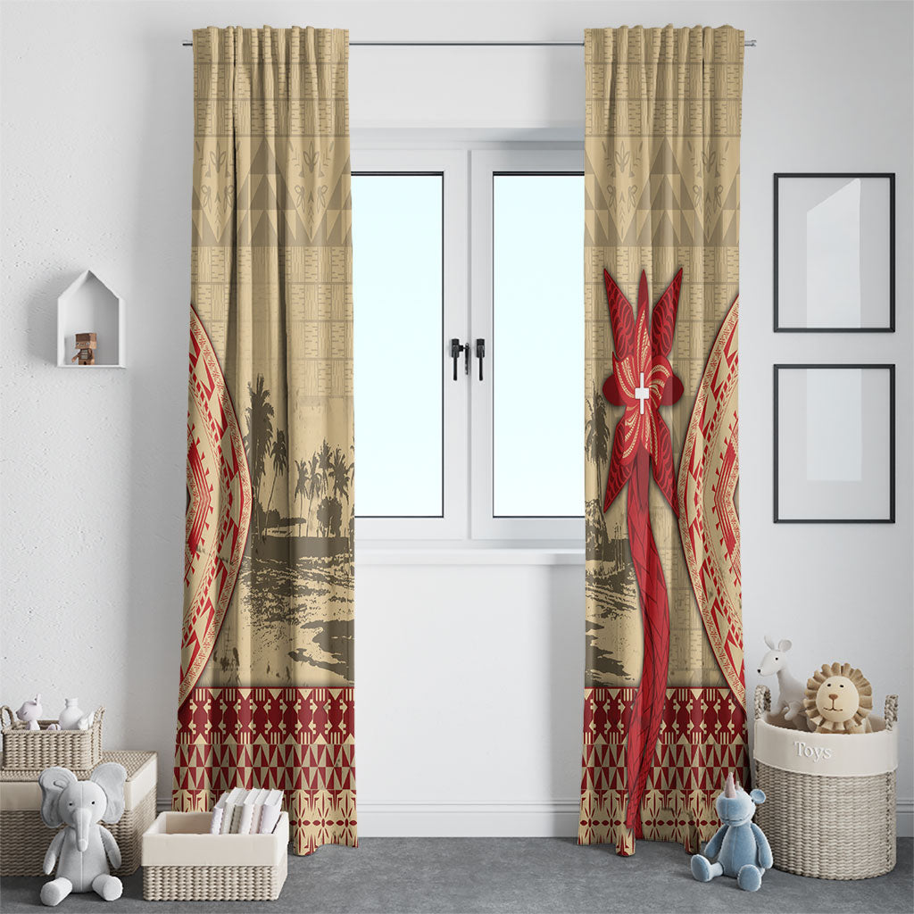 Tonga Language Week Window Curtain Tribal Cross Ngatu Floral Pattern