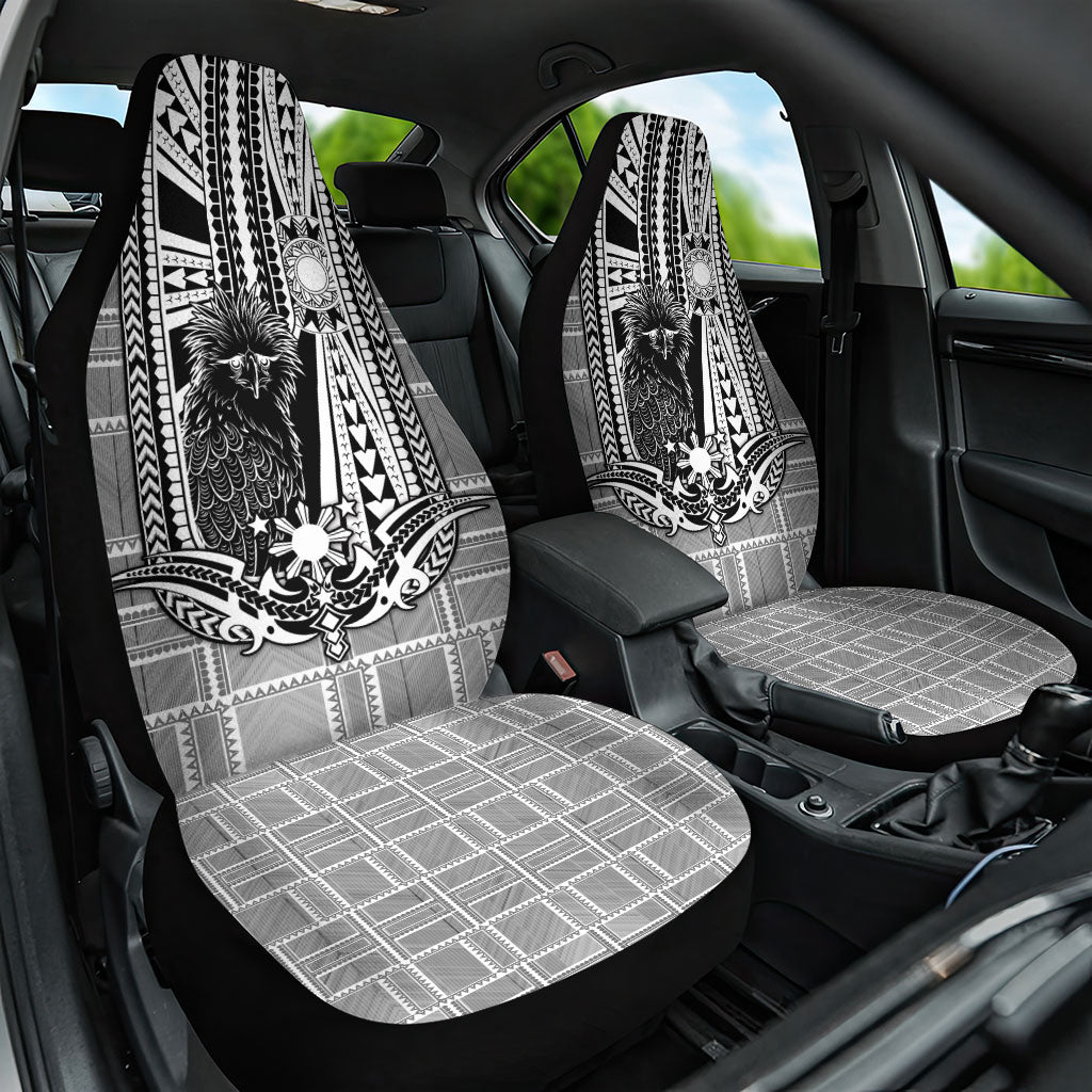 Mabuhay Philippines Festival Car Seat Cover Philippine Eagle Sun Three Stars Barong Pattern DT05 One Size Gray - Polynesian Pride