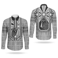 Mabuhay Philippines Festival Couples Matching Long Sleeve Bodycon Dress and Long Sleeve Button Shirt Philippine Eagle Sun Three Stars Barong Pattern DT05 - Polynesian Pride