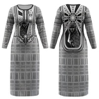 Mabuhay Philippines Festival Couples Matching Long Sleeve Bodycon Dress and Long Sleeve Button Shirt Philippine Eagle Sun Three Stars Barong Pattern DT05 - Polynesian Pride