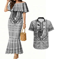 Mabuhay Philippines Festival Couples Matching Mermaid Dress and Hawaiian Shirt Philippine Eagle Sun Three Stars Barong Pattern DT05 Gray - Polynesian Pride