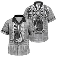 Mabuhay Philippines Festival Family Matching Long Sleeve Bodycon Dress and Hawaiian Shirt Philippine Eagle Sun Three Stars Barong Pattern DT05 Son's Shirt Gray - Polynesian Pride