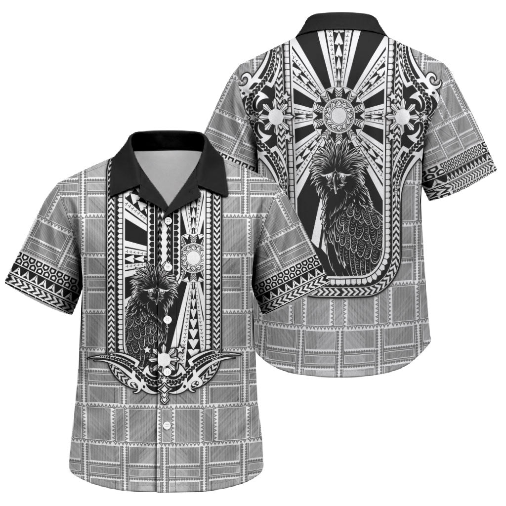 Mabuhay Philippines Festival Family Matching Puletasi and Hawaiian Shirt Philippine Eagle Sun Three Stars Barong Pattern DT05 Son's Shirt Gray - Polynesian Pride