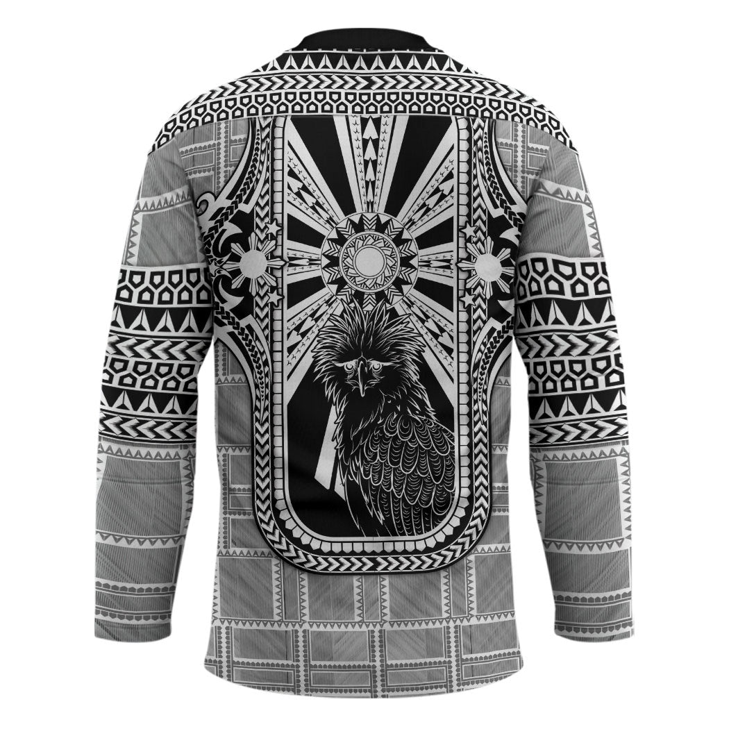 Mabuhay Philippines Festival Hockey Jersey Philippine Eagle Sun Three Stars Barong Pattern DT05 - Polynesian Pride