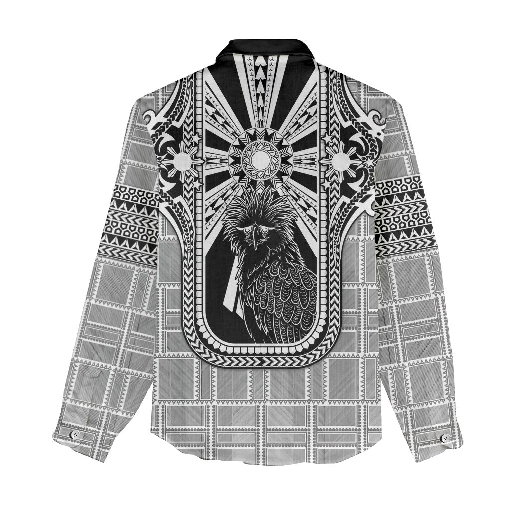 Mabuhay Philippines Festival Women Casual Shirt Philippine Eagle Sun Three Stars Barong Pattern DT05 - Polynesian Pride