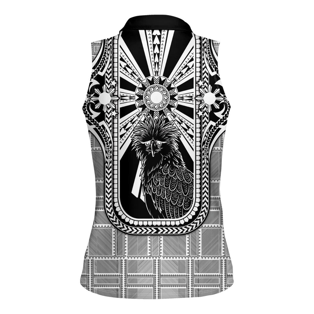 Mabuhay Philippines Festival Women Sleeveless Polo Shirt Philippine Eagle Sun Three Stars Barong Pattern DT05 - Polynesian Pride