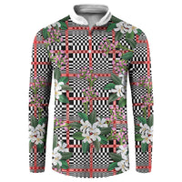 Red Binakol Motifs With Jasminum Sambac Button Sweatshirt Mabuhay Philippines Festival