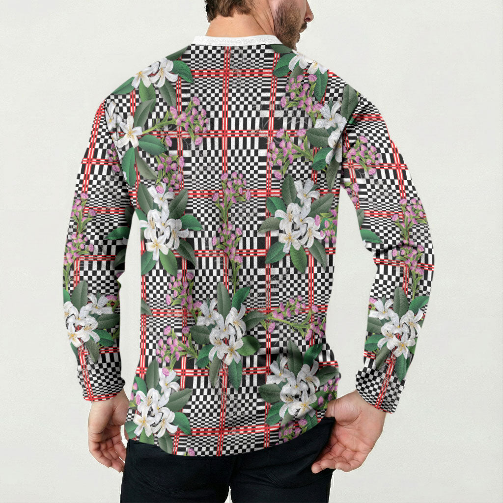 Red Binakol Motifs With Jasminum Sambac Button Sweatshirt Mabuhay Philippines Festival